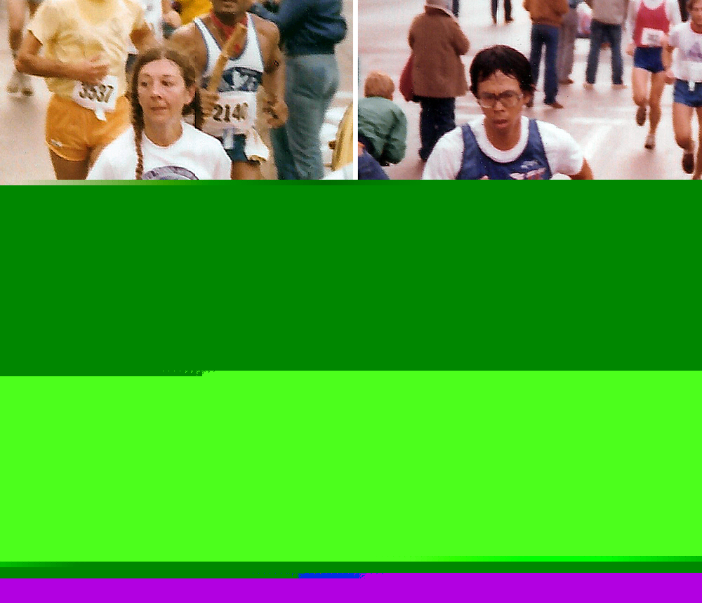 Photo of Dee Boeck and Gene Wee at the November 7, 1982 Macy's 10K in Kansas City, MO.