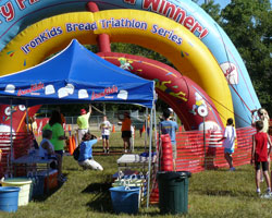 Photo of the finish of the IronKids Triathlon.