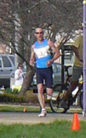 Photo of Jason McCullough, male winner at the Lawrence Half Marathon.