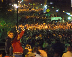 Photo of the celebration on Mass St after the victory.