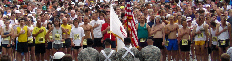 Photo of flag ceremony at start of the Amy Thompson 8K Run.