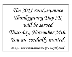 Invitation to the runLawrence Thanksgiving Day Run.