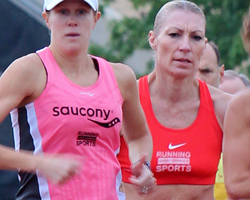 Katie Messer and Cindy Cameron at the Heartland 3000m at JCCC.