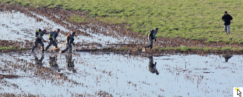 Photo of the marsh crossing at the KU ROTC Ranger Buddy Competition at Clinton State Park, April 20, 2013.