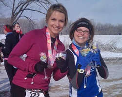 Photo of Julie Loats and LaRisa Chambers-Lochner at the Lawrebnce Sweetheart Run on February 16.