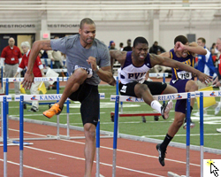 Photo of the men's 60 meter hurdles at the January 5 Bill Easton Classic.