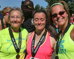Photo of Ellen Young, Kristina Selters, & LaRisa CHambers-Lochner at the Double Road Race.