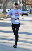 Roy Wedge,  1st overall male at the runLawrence Thanksgiving Day 5K.