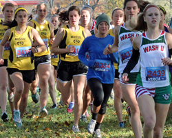 Photo of the women's 5K at the Gulf States NIRCA Cross Country Regionals at Haskell, Nov 2nd.