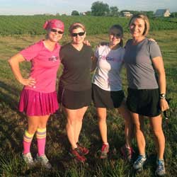 Photo of LaRisa Chambers Lochner, Brenda Harrington, Louise Loats and Julie Loats at the Winey Bi%#h Cross Country 5K.