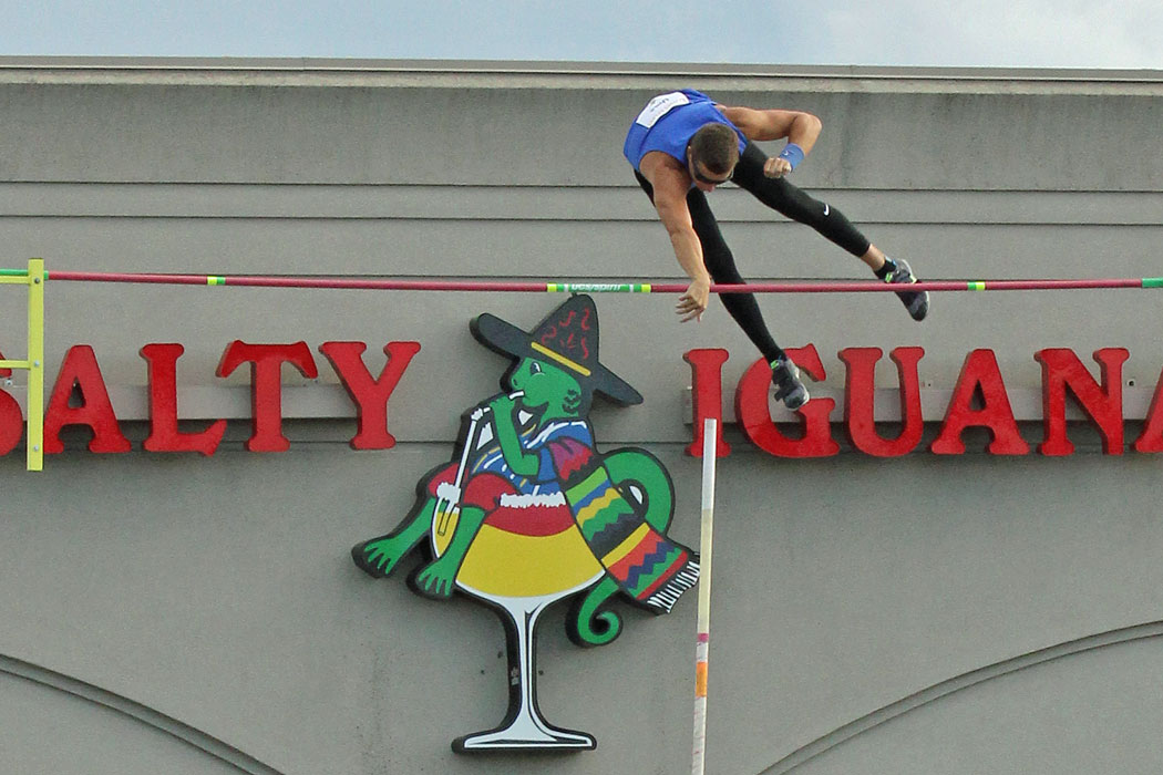Pole vaulting at Salty Iguana.